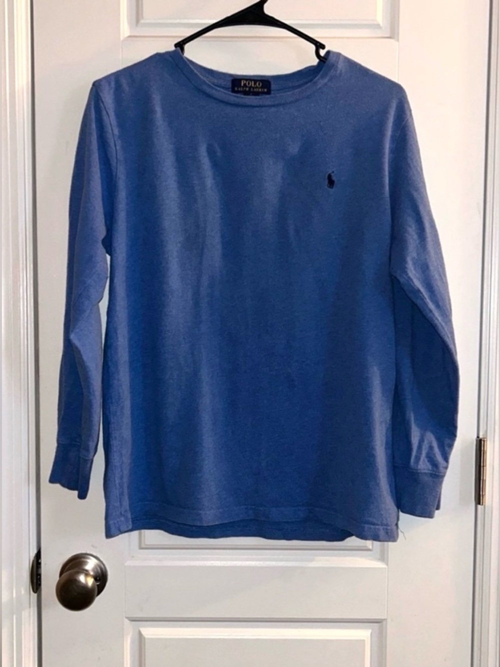 Polo Ralph Lauren Boys L (14/16) Blue Long Sleeve Classic Pony Tee Shirt Cotton